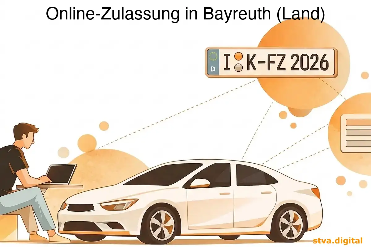 Digitale Zulassung, Wiederzulassung und Adressänderung von Fahrzeugen in Bayreuth (Land).