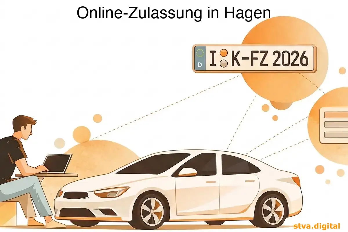 Digitale Zulassung, Wiederzulassung und Adressänderung von Fahrzeugen in Hagen.