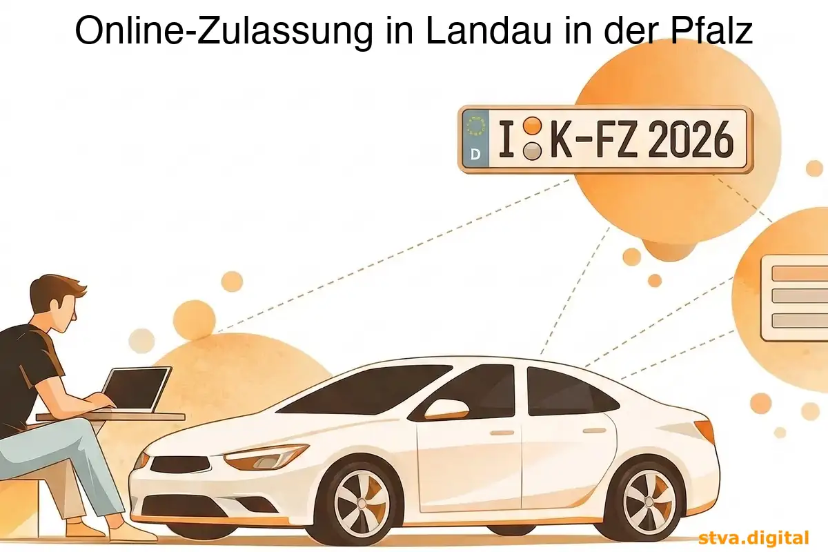 Digitale Zulassung, Wiederzulassung und Adressänderung von Fahrzeugen in Landau in der Pfalz.