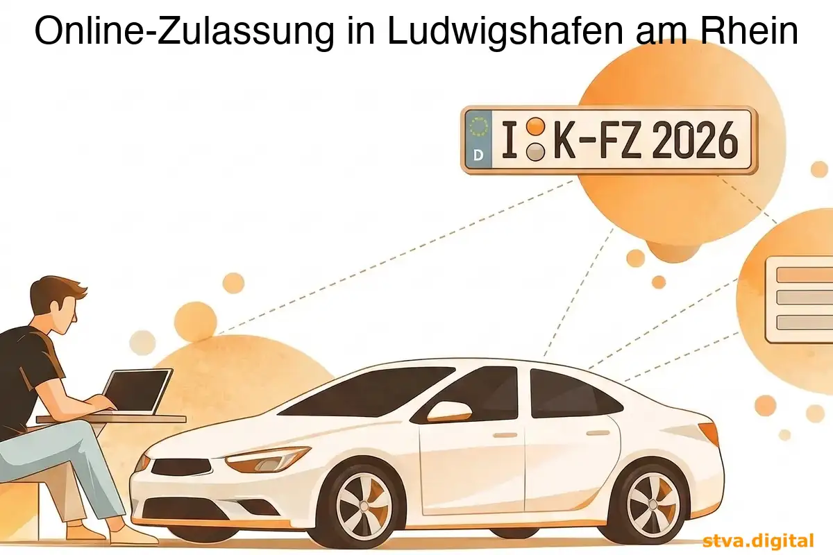 Digitale Zulassung, Wiederzulassung und Adressänderung von Fahrzeugen in Ludwigshafen am Rhein.