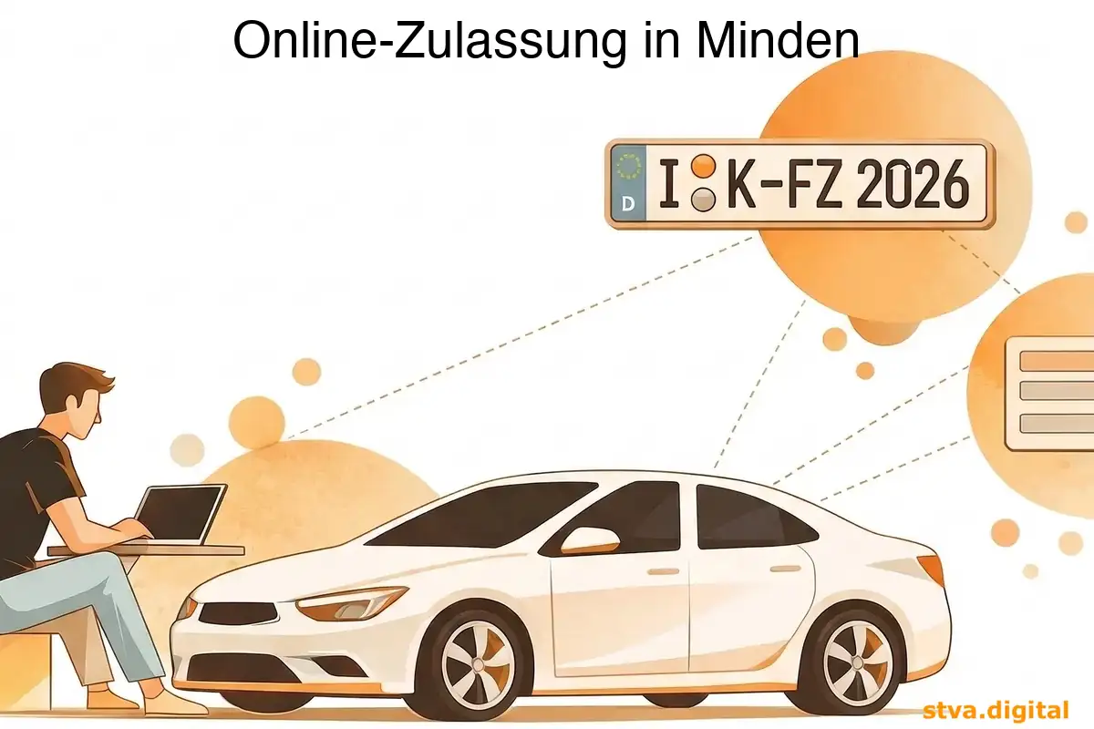 Digitale Zulassung, Wiederzulassung und Adressänderung von Fahrzeugen in Minden.