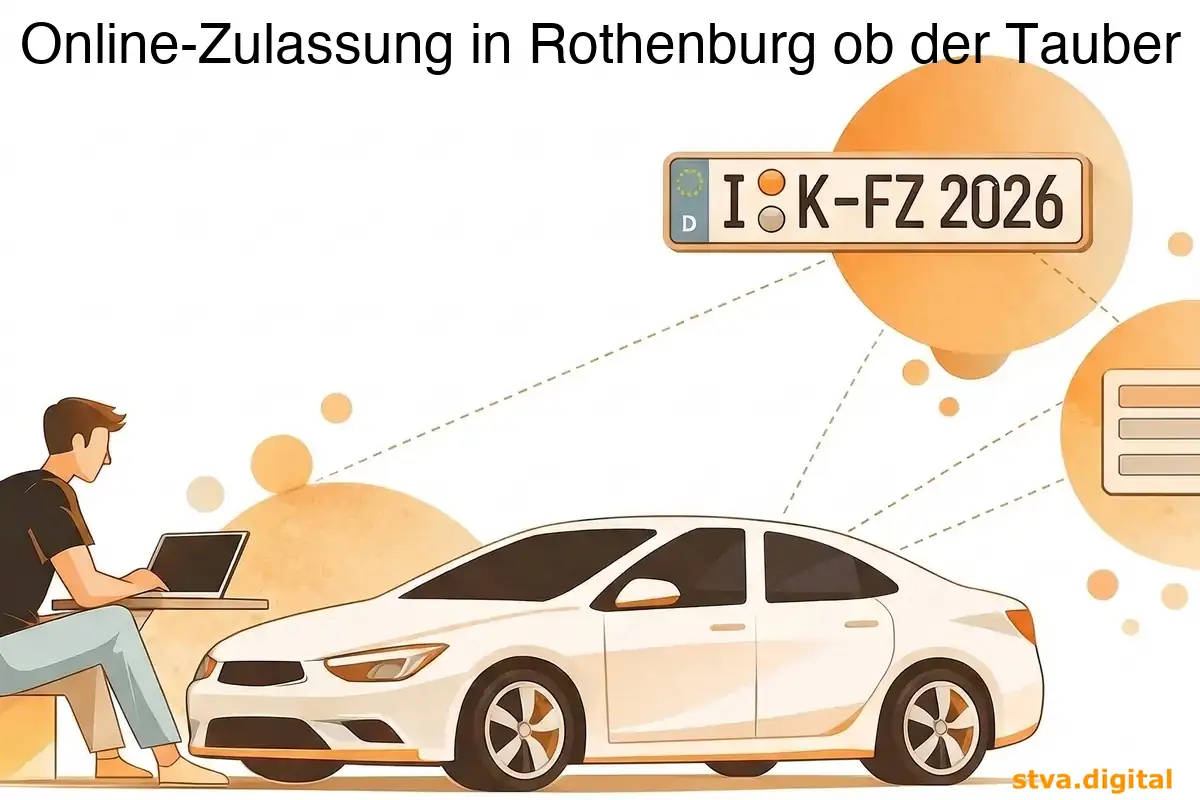 Digitale Zulassung, Wiederzulassung und Adressänderung von Fahrzeugen in Rothenburg ob der Tauber.