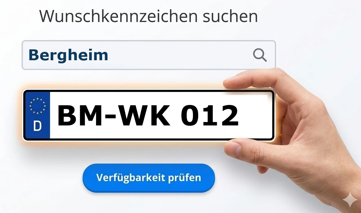 Wunschkennzeichen in Bergheim online reservieren.