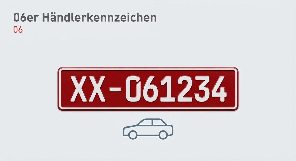 Rotes Händlerkennzeichen an einem Fahrzeug