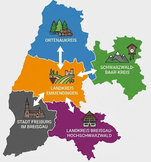 Angrenzende Landkreise des Landkreises Emmendingen