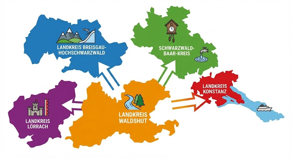 Angrenzende Landkreise des Landkreises Waldshut