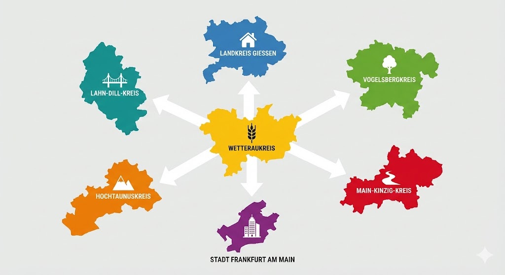 Angrenzende Landkreise des Wetteraukreises