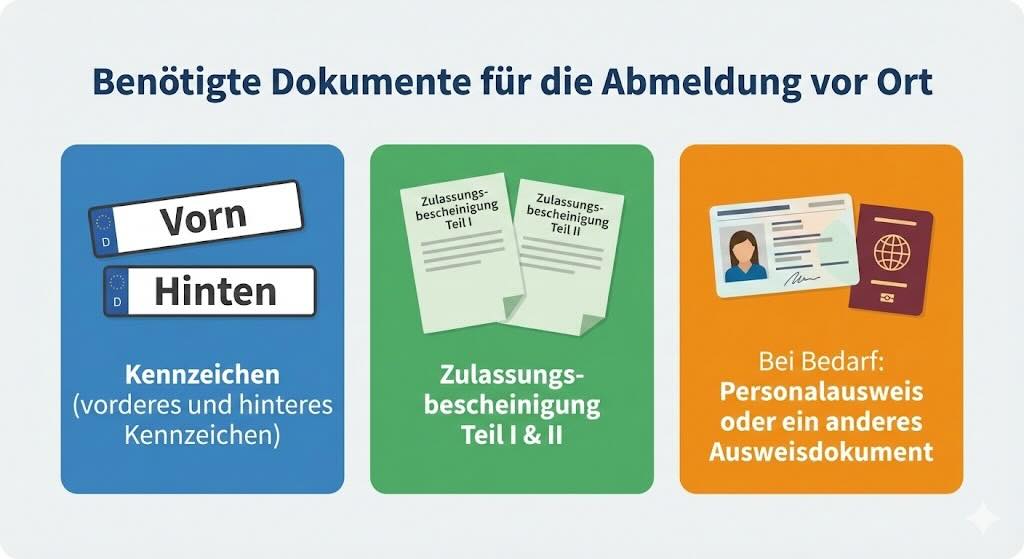 Benötigte Unterlagen für die Abmeldung vor Ort