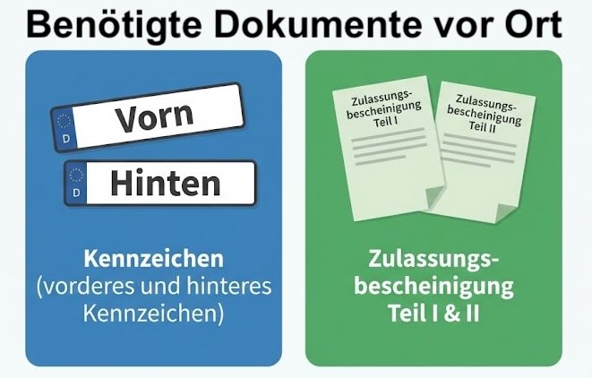 Benötigte Unterlagen für die Abmeldung vor Ort