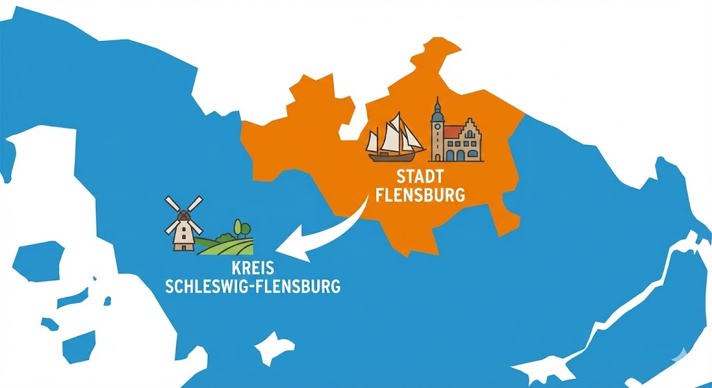 Die angrenzenden Landkreise der Stadt Flensburg