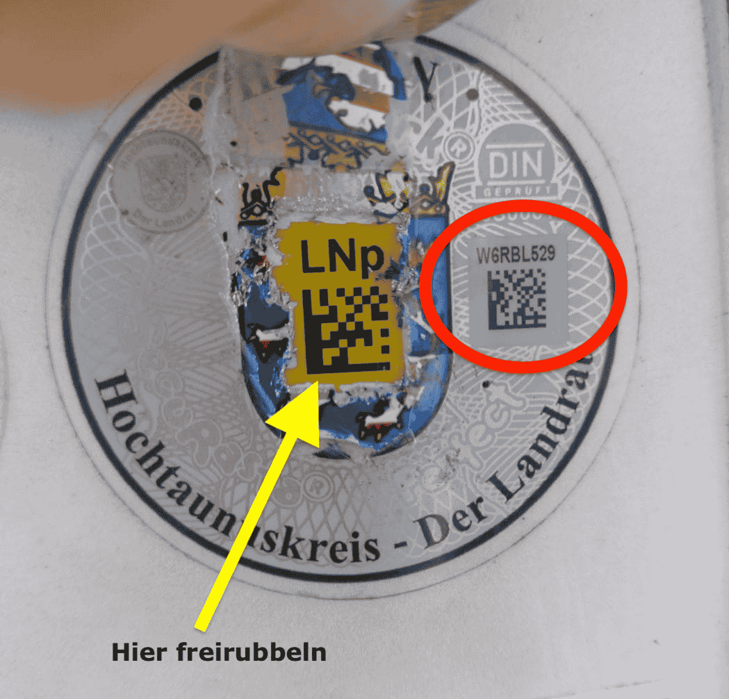 Kennzeichencode freigelegt