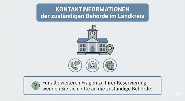 Kontaktinformationen der Behörden bezüglich Kennzeichenreservierung