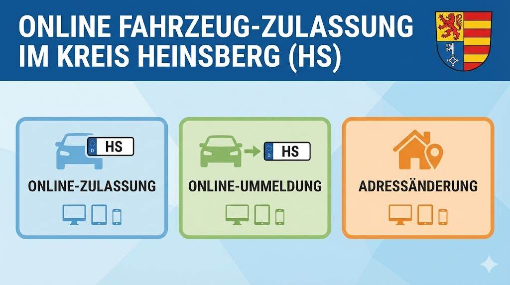 Online Zulassungsverfahren wie Zulassung, Ummeldung, Adressänderung oder Wiederzulassung im Kreis Heinsberg