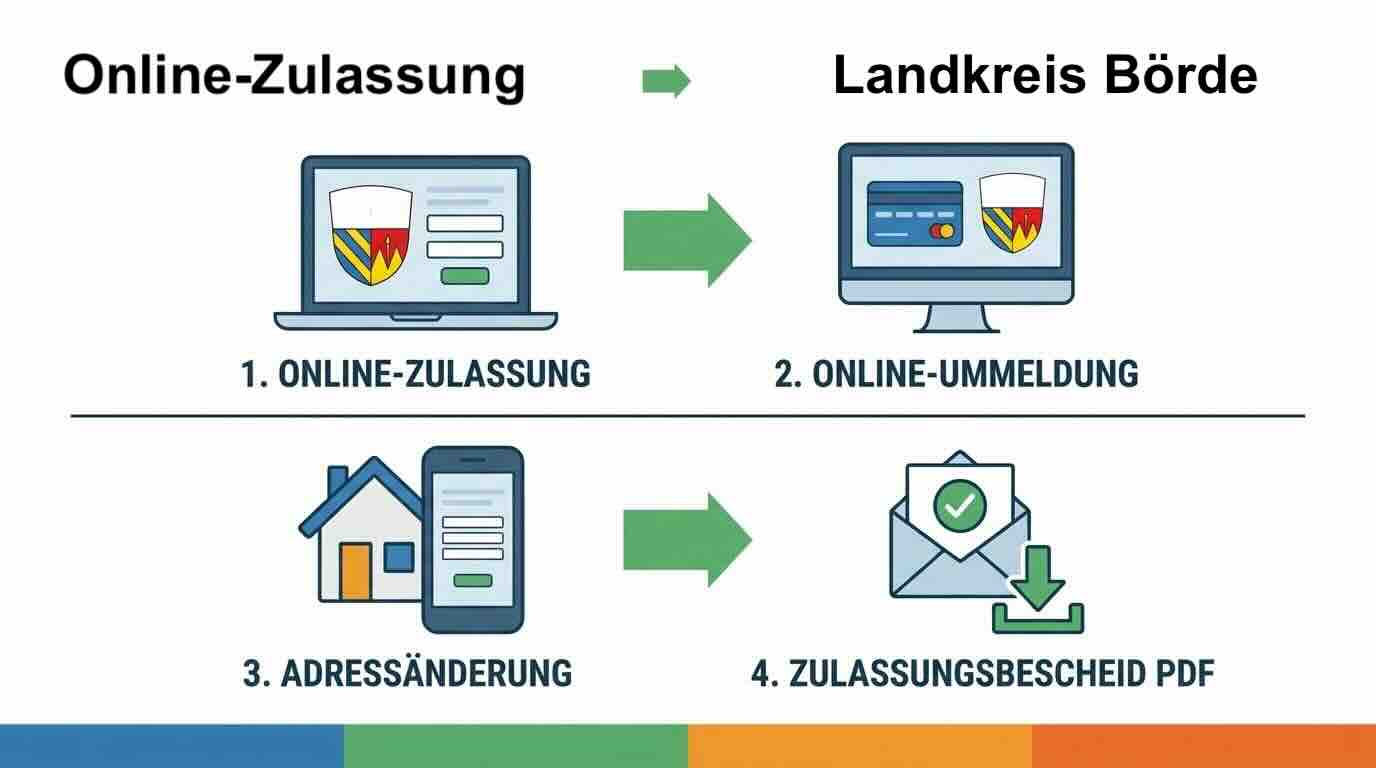 Online Zulassungsverfahren wie Zulassung, Ummeldung, Adressänderung oder Wiederzulassung im Landkreis Börde