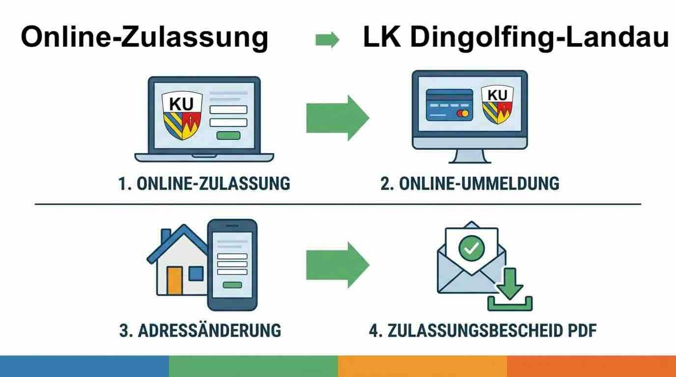Online Zulassungsverfahren wie Zulassung, Ummeldung, Adressänderung oder Wiederzulassung im Landkreis Dingolfing-Landau
