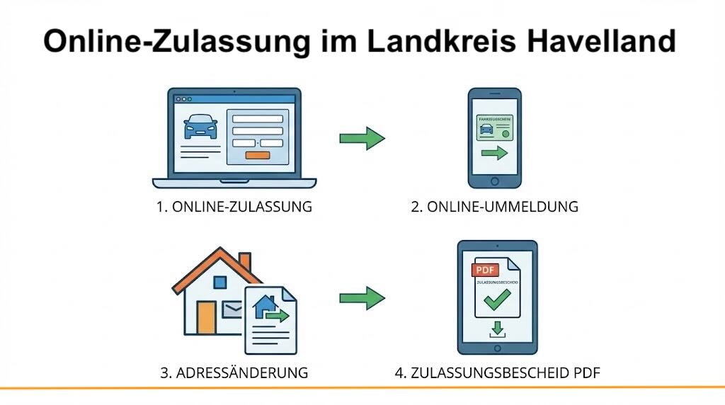Online Zulassungsverfahren wie Zulassung, Ummeldung, Adressänderung oder Wiederzulassung im Landkreis Havelland