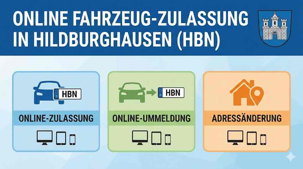 Online Zulassungsverfahren wie Zulassung, Ummeldung, Adressänderung oder Wiederzulassung im Landkreis Hildburghausen