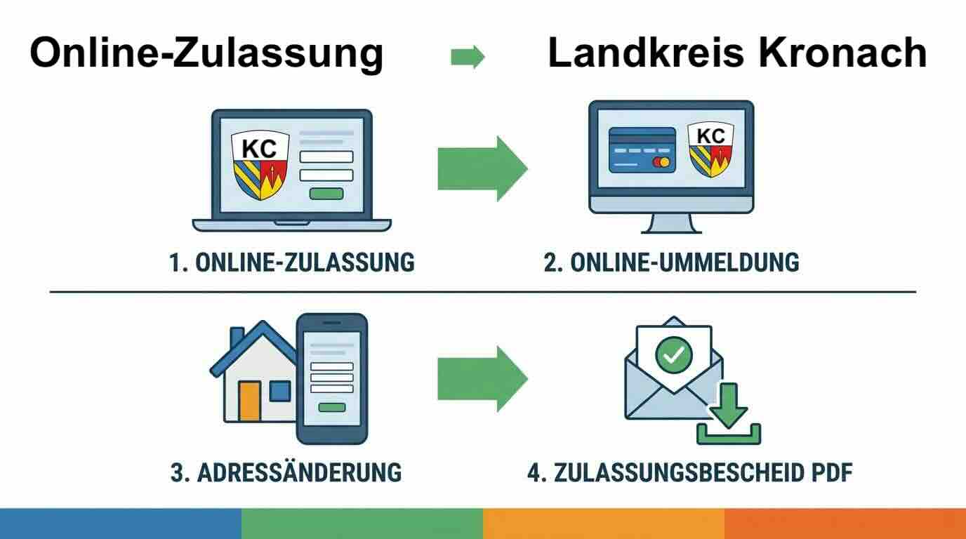 Online Zulassungsverfahren wie Zulassung, Ummeldung, Adressänderung oder Wiederzulassung im Landkreis Kronach