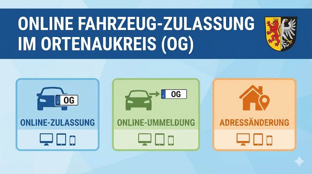 Online Zulassungsverfahren wie Zulassung, Ummeldung, Adressänderung oder Wiederzulassung im Ortenaukreis