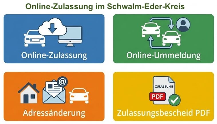 Online Zulassungsverfahren wie Zulassung, Ummeldung, Adressänderung oder Wiederzulassung im Schwalm-Eder-Kreis