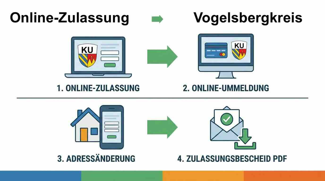 Online Zulassungsverfahren wie Zulassung, Ummeldung, Adressänderung oder Wiederzulassung im Vogelsbergkreis