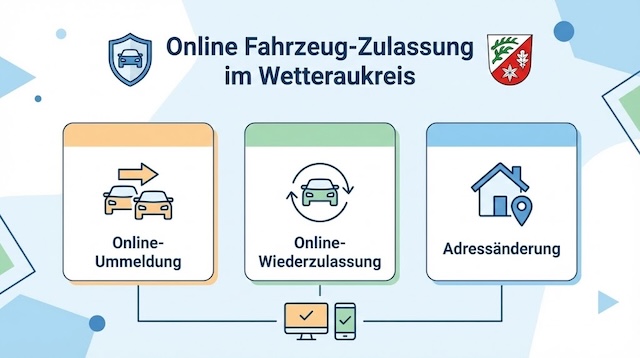 Online Zulassungsverfahren wie Zulassung, Ummeldung, Adressänderung oder Wiederzulassung im Wetteraukreis