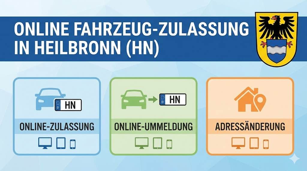 Online Zulassungsverfahren wie Zulassung, Ummeldung, Adressänderung oder Wiederzulassung in Heilbronn