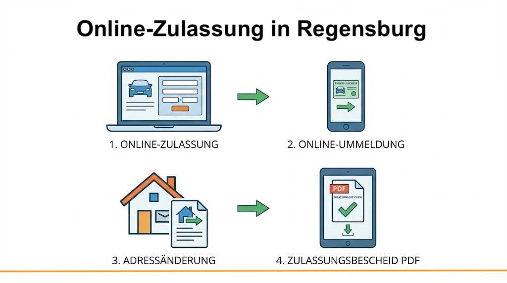 Online Zulassungsverfahren wie Zulassung, Ummeldung, Adressänderung oder Wiederzulassung in Stadt Regensburg
