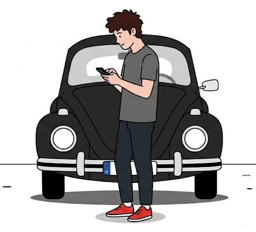 Mann mit einem Handy in der Hand