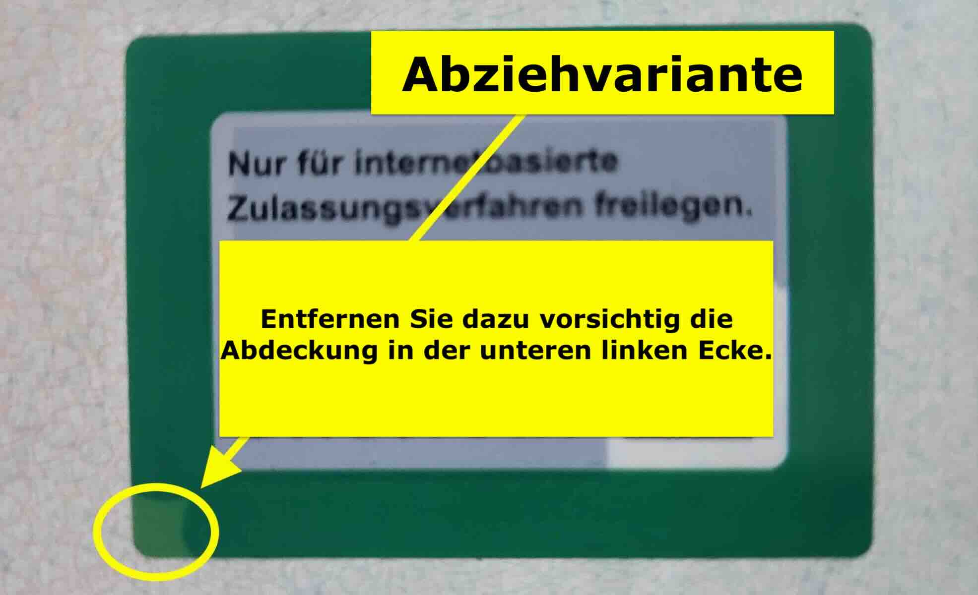 ZB Teil 1 Sicherheitscode mit Abziehvariante