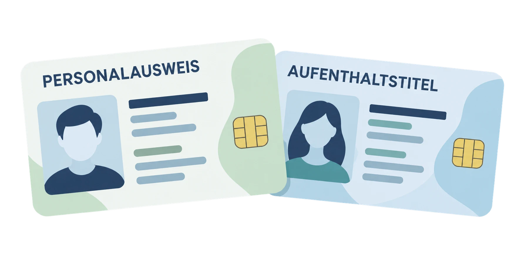 Flat-Design-Illustration von Personalausweis und elektronischem Aufenthaltstitel